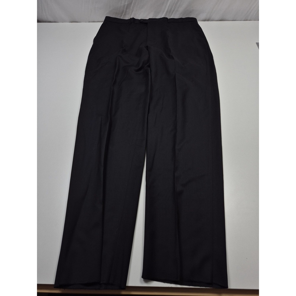 Zanieri Dress Pants Mens 40x36 Black Wool Flat Front Super 100s Italy NWT